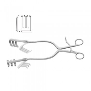 Beckmann-Adson Self Retaining Retractor 4 x 4 Long Sharp Prongs Stainless Steel, 30.5 cm - 12"